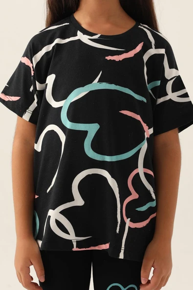 Roly Poly 3396 Pamuklu Kız Çocuk Bermuda Takım SİYAH - Resim 3