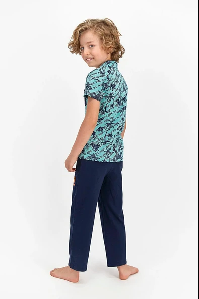 Us Polo 820 Yeşil Renk Erkek Çocuk Pijama Takımı - 3