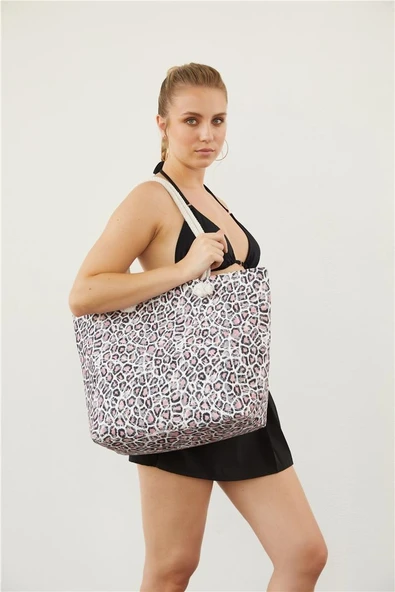 Louren 7701 Uzun Saplı Plaj Cantası LEOPAR - Resim 2