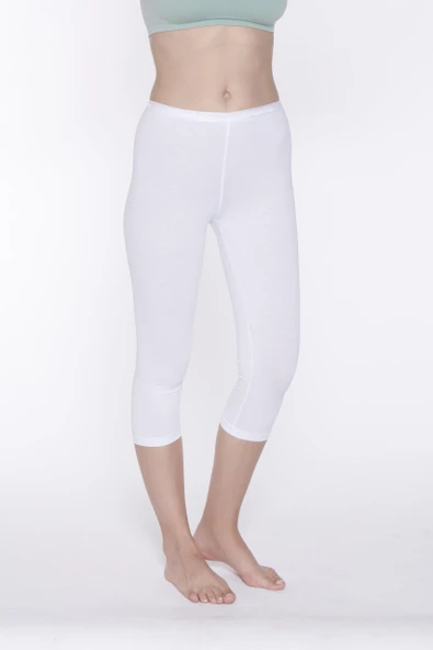 Yıldız 3649 Beyaz Likralı Kadın Kapri Tayt ürün görseli 1