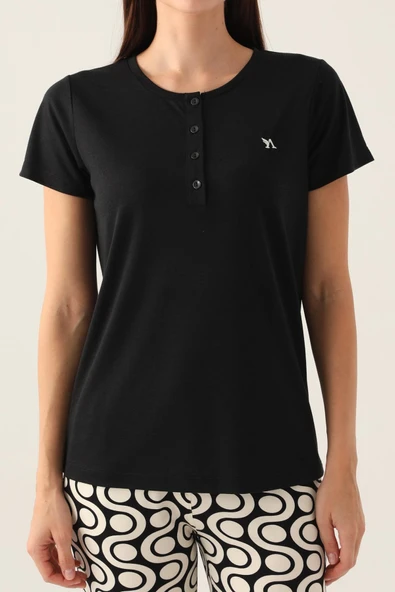 Arnetta 2895 Kısa Kollu Kadın Pijama Takımı SİYAH - 3