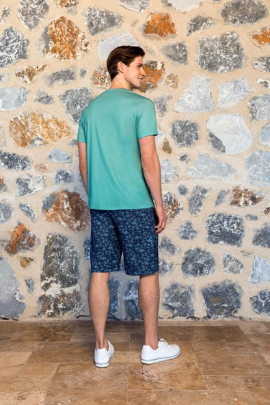 Doreanse 4509 Modal Kısa Kollu Erkek Şort Takım YEŞİL - Resim 2