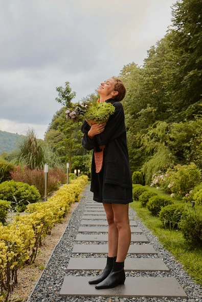 İki Kız Crinkle Bermuda Şort SİYAH - Resim 4