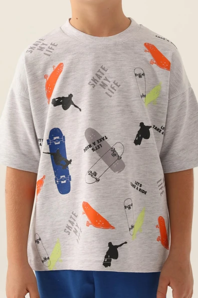 Roly Poly 3355 Pamuklu Kısa Kollu Erkek Garson Bermuda Takım GRİ - 3