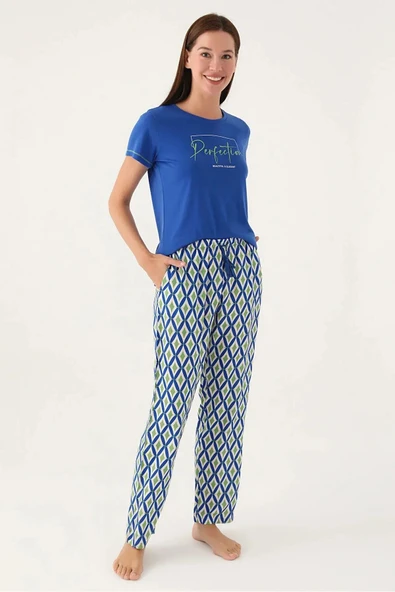Arnetta 2931 Altı Dokuma Kısa Kollu Kadın Pijama Takımı SAKS ürün görseli 1