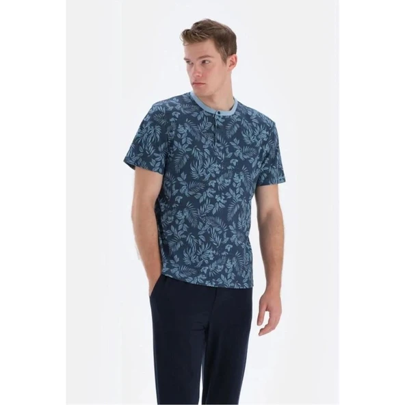 Eros 33050 Pamuklu Erkek Kısa Kollu Pijama Takımı MAVİ - 1