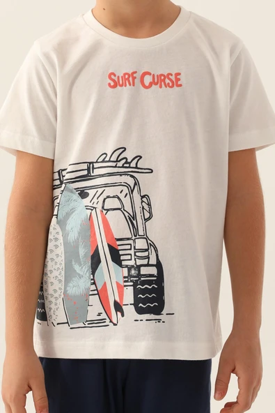 Roly Poly 3347 Pamuklu Kısa Kollu Erkek Garson Bermuda Takım Beyaz - Resim 3