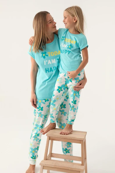 Roly Poly 3394 Pamuklu Anne Kız Garson Kısa Kollu Pijama Takımı - Resim 2