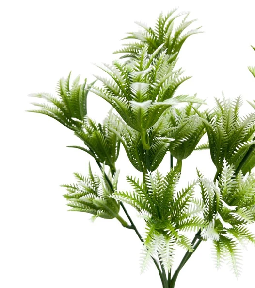 Yapay Çiçek Plastik Demet Yeşil Beyaz Mini Sıkas Demeti Garnitür Aradal Dekoratif Yapay Bitki - Resim 3