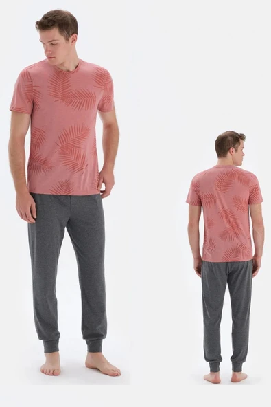 Eros 33062 Pamuklu Kısa Kollu Erkek Şortlu Pijama Takımı SOMON - Resim 2