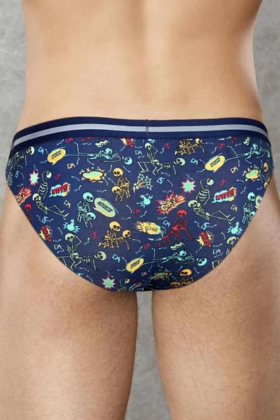 Doreanse 1279 İskelet Desenli Erkek Modal Slip DESENLI - Resim 5