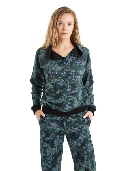 Blackspade 60472 Pamuklu Kadın Sweatshirt DESENLİ ürün görseli 1