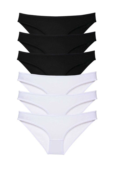 6 adet Eko Set Likralı Kadın Slip Külot Siyah Beyaz ürün görseli