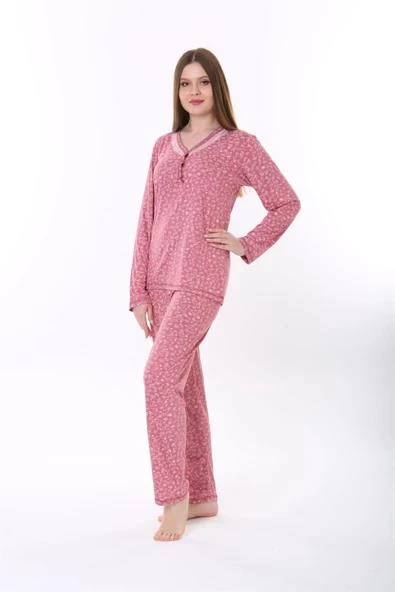 Etoile 73019 Kadın Uzun Kol  Bambu Pijama Takım PEMBE ürün görseli 1