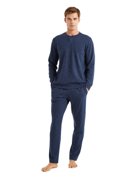 Blackspade 40584 Uzun Kollu Patlı Erkek Pijama Takımı LACİVERT - 1