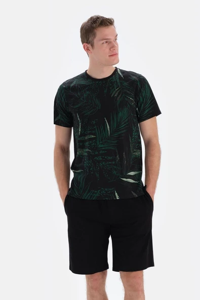 Eros 33032 Pamuklu Kısa Kollu Erkek Şortlu Pijama Takımı SİYAH - Resim 2