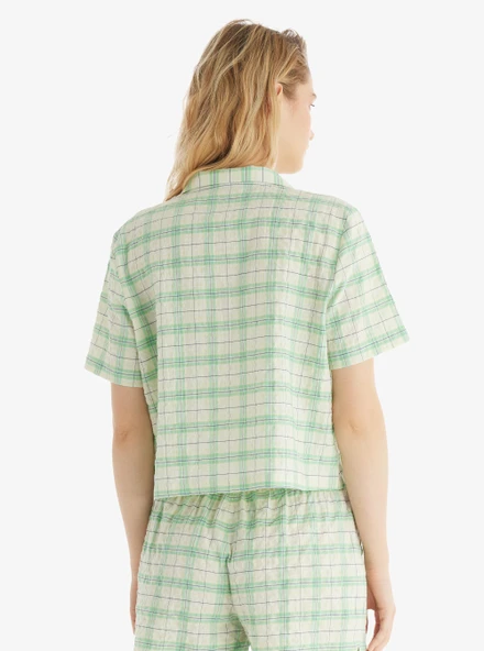 Blackspade Kadın Şort 60545 - Kare Desenli YEŞİL - Resim 3