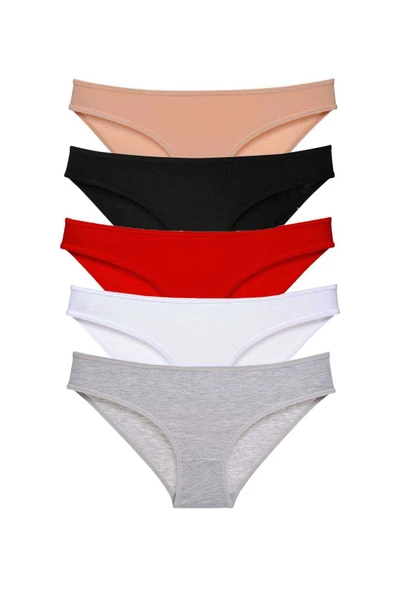 5 adet Süper Eko Set Likralı Kadın Slip Külot Çok Renkli ürün görseli