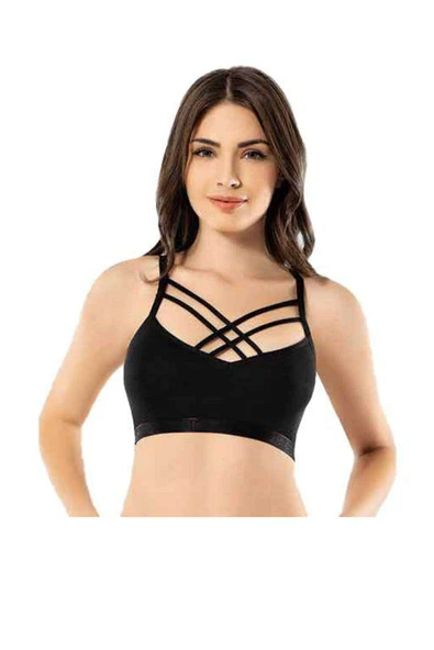 Kota 2 Adet Siyah Tül Modelli Çapraz İpli Büstiyer - 3