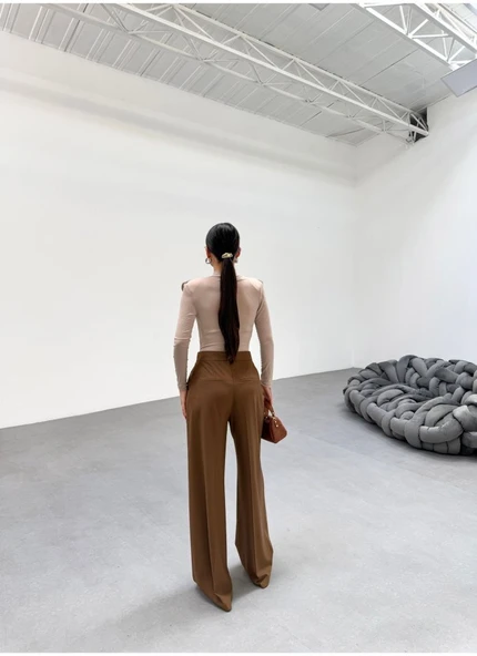 230 Gr Poly Viscose Full Lycra Pi̇leli̇ Palazzo Pantolon - Resim 2