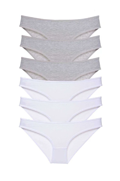6 adet Süper Eko Set Likralı Kadın Slip Külot Gri Beyaz ürün görseli