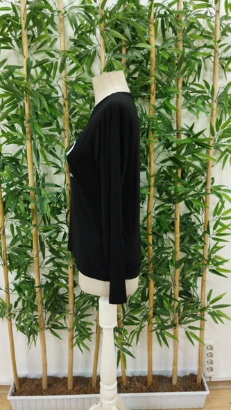 Kadın Uzun Kollu Bisiklet Yakabe Youdesenli Viskon Bluz - Resim 6