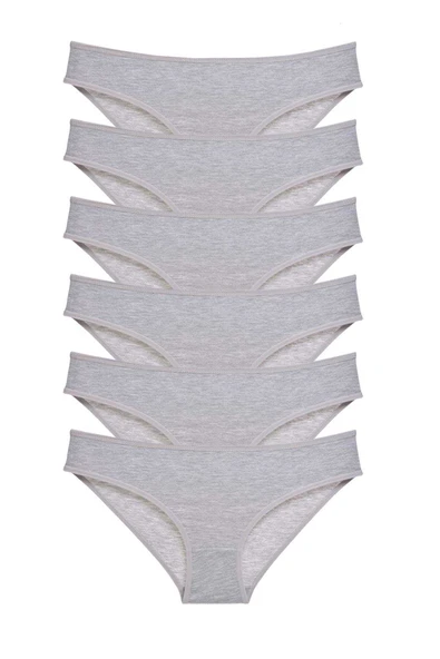 6 adet Süper Eko Set Likralı Kadın Slip Külot Gri ürün görseli