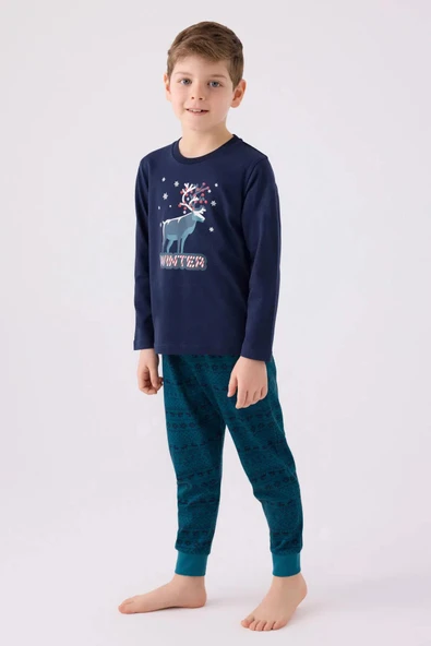 Roly Poly 3135 Uzun Kollu Pamuklu Erkek Çocuk Pijama Takımı LACİVERT - 1