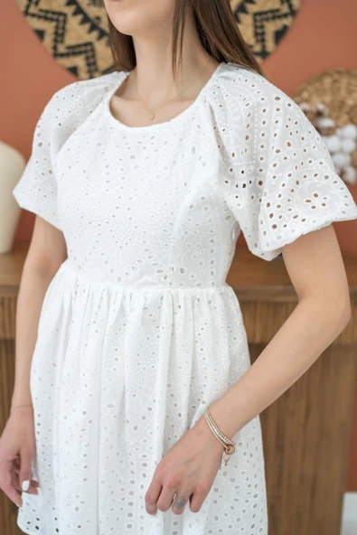 Beyaz Fisto Elbise - Resim 3