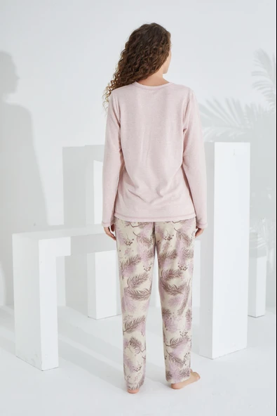 Etoile 98409 Pamuklu Uzun Kollu Kadın Pijama Takımı PEMBE - 3