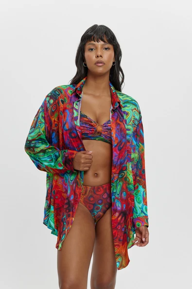 P15030 ÖNÜ DÜĞMELİ U/K GÖMLEK Kırmızı - 2