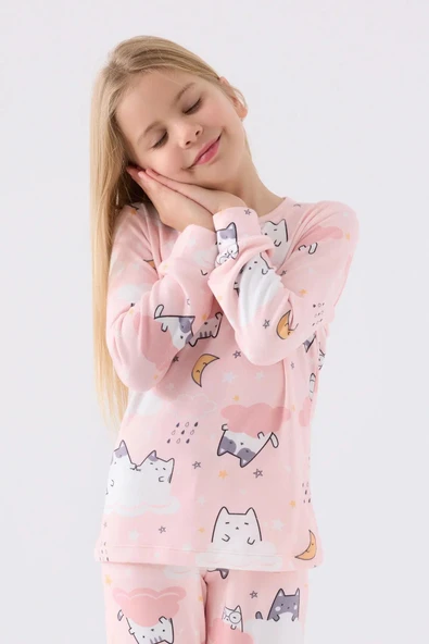 Roly Poly 3460 Uzun Kollu Kız Çocuk Pijama Takımı PEMBE - 2