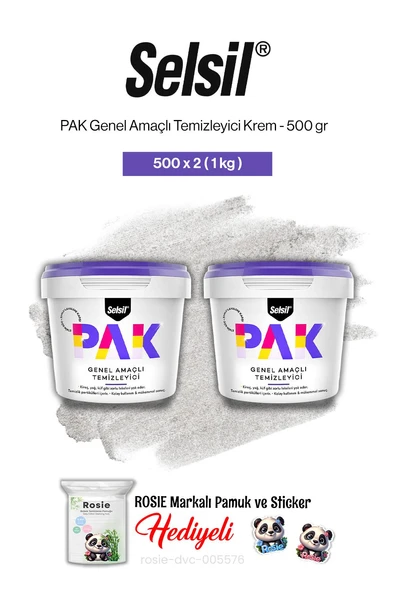 Selsil PAK Genel Amaçlı Temizleyici Krem 500 gr 2 adet ve rosie pamuk ürün görseli