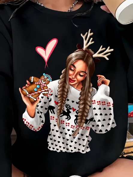 Kadın Uzun Kollu Bisiklet Yaka Viskon Iki Iplik Bluz - Resim 2