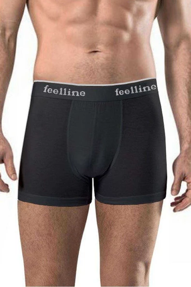 5 adet Feelline Siyah ve Gri Pamuklu Doğal Likralı Erkek Boxer - 2