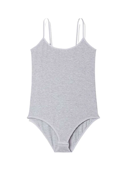 İp Askılı Kadın Çıtçıtlı Body Gri - Resim 2