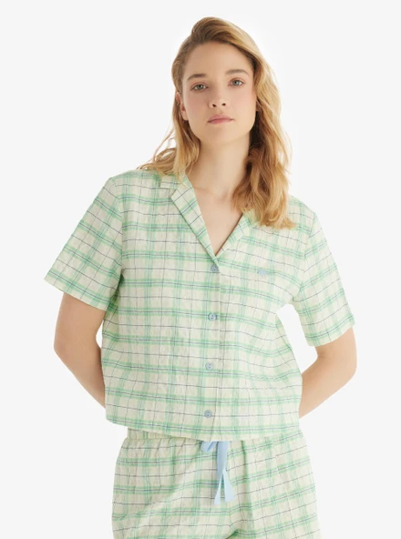 Blackspade Kadın Şort 60545 - Kare Desenli YEŞİL - Resim 2