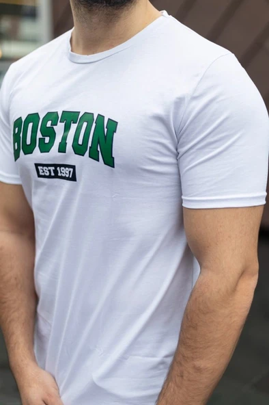 Erkek Boston Baskılı Süprem T-shirt - Resim 8