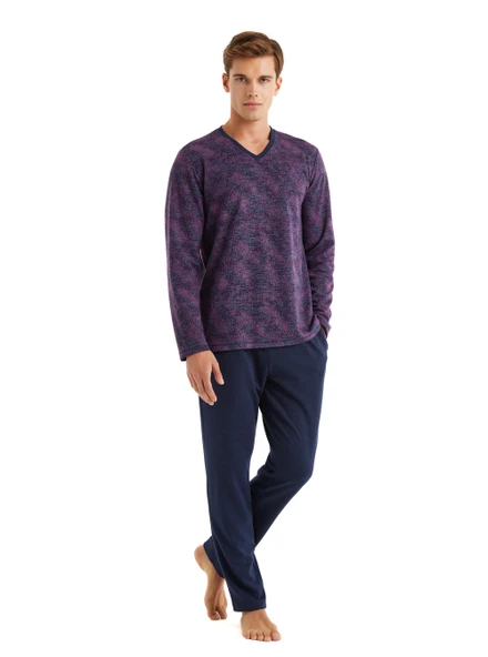 Blackspade 40583 Uzun Kollu V Yaka Erkek Pijama Takımı LACİVERT ürün görseli