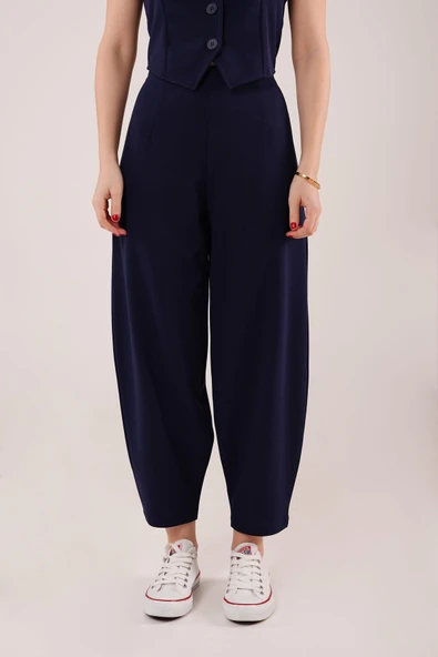 Havuç Kesim Lacivert Pantolon - Resim 3