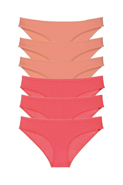 6 adet Süper Eko Set Likralı Kadın Slip Külot Pudra Fuşya ürün görseli