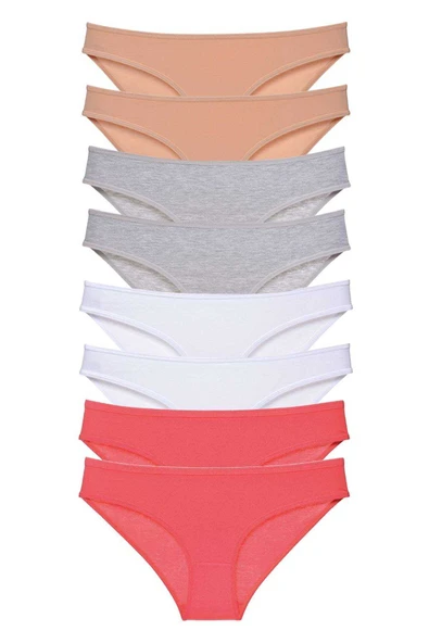 8 adet Süper Eko Set Likralı Kadın Slip Külot Ten Gri Beyaz Fuşya ürün görseli