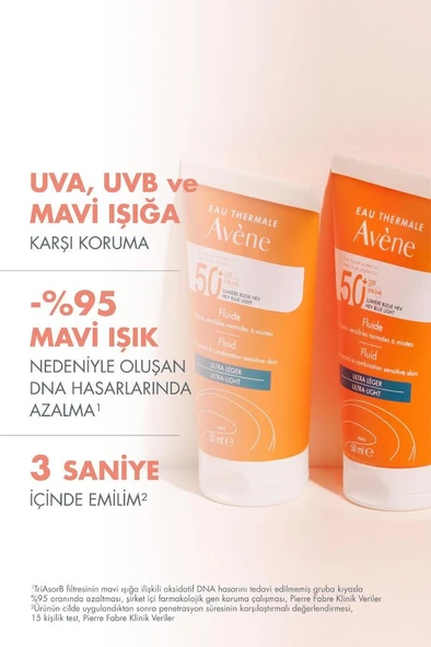 AVENE Fluid SPF 50+ Normal ve Karma Ciltler için Yüksek Korumalı Yüz Güneş Kremi 50 ml - 2