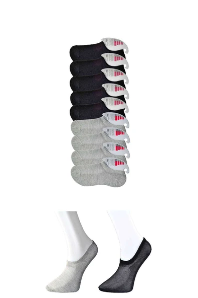 Siyah ve Gri Kadın Görünmez Çorap 9 çift ürün görseli