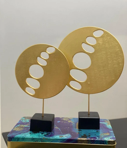 2 Li Halka Takım Biblo Heykel Özel Tasarım Obje - Resim 6