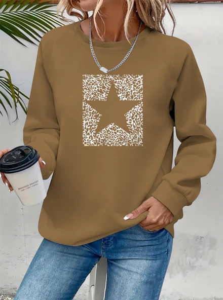 Kadın Uzun Kollu Bisiklet Yaka Desenli Viskon Iki Iplik Bluz ürün görseli