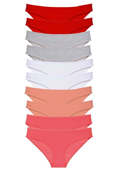 10 adet Süper Eko Set Likralı Kadın Slip Külot Kırmızı Gri Beyaz Pudra Fuşya ürün görseli