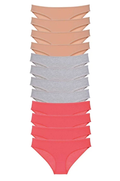 12 adet Süper Eko Set Likralı Kadın Slip Külot Ten Gri Fuşya ürün görseli