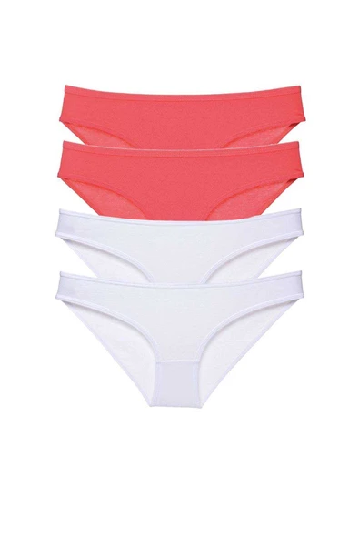 4 adet Eko Set Likralı Kadın Slip Külot Fuşya Beyaz ürün görseli