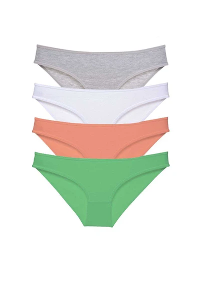 4 adet Süper Eko Set Likralı Kadın Slip Külot Gri Beyaz Pudra Yeşil ürün görseli